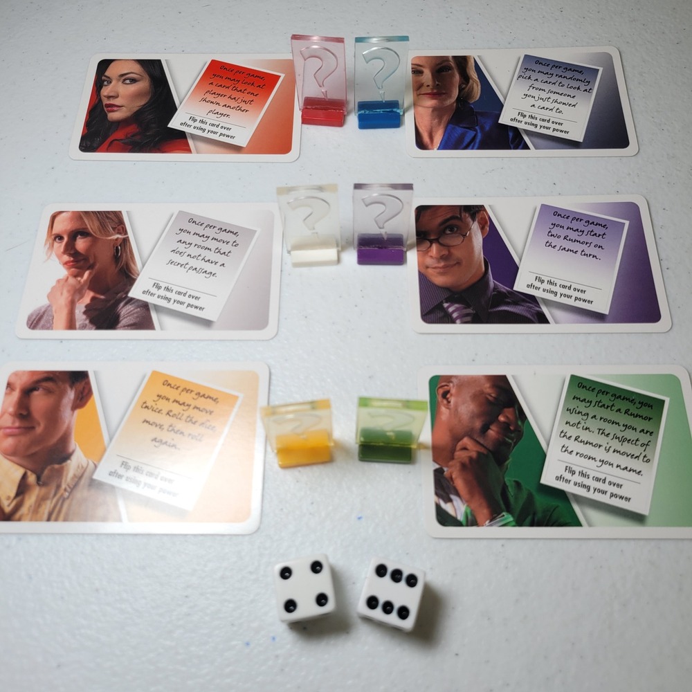 2008 Clue Replacement‎ Pieces Cards Tokens Dice Suspects Board Game Parts